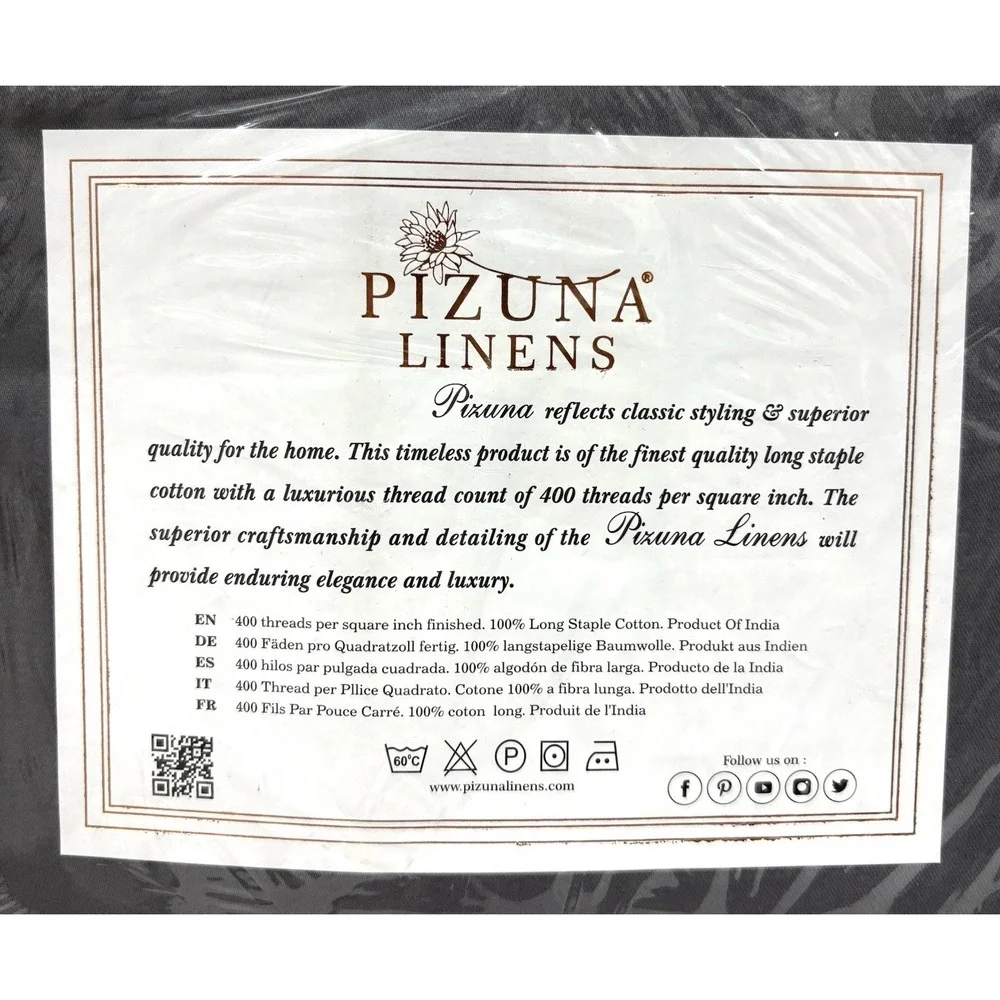 Pizuna California King Fitted Sheet Dark Gray 400TC Cotton 15